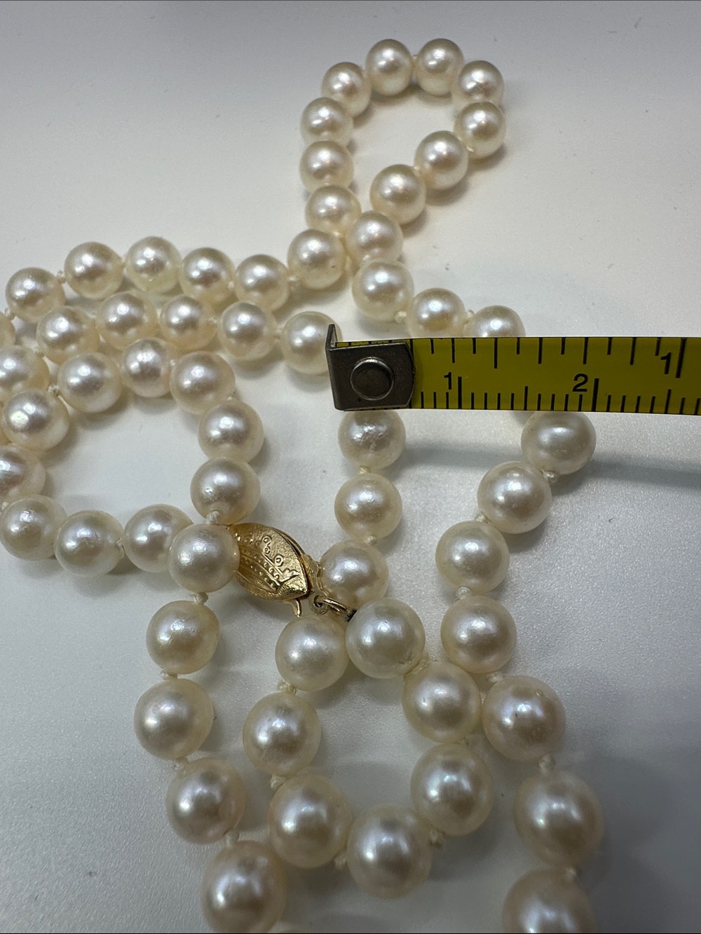 14k Gold Imperial Pearl Syndicate Genuine Pearl Necklace 19” Crown Clasp Akoya? - Picture 5 of 17